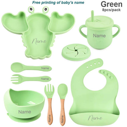 8Pcs Silicone Plates For Kids Personalized Name