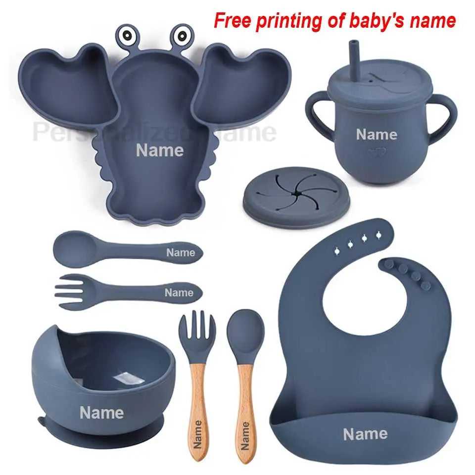 8Pcs Silicone Plates For Kids Personalized Name